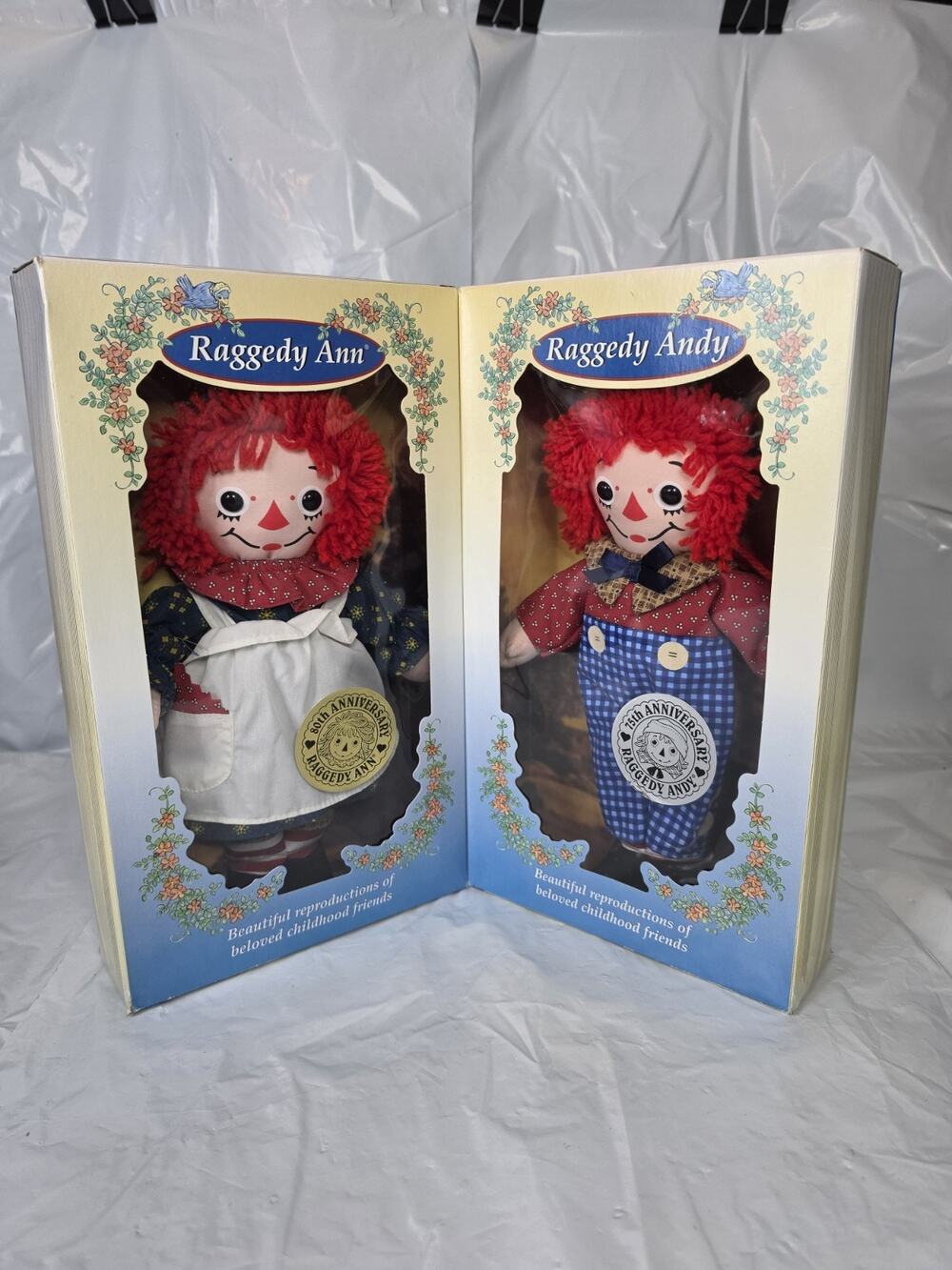 Hasbro 1996 Raggedy Ann & Andy 75th & 80th Anniversary commemorative rag dolls